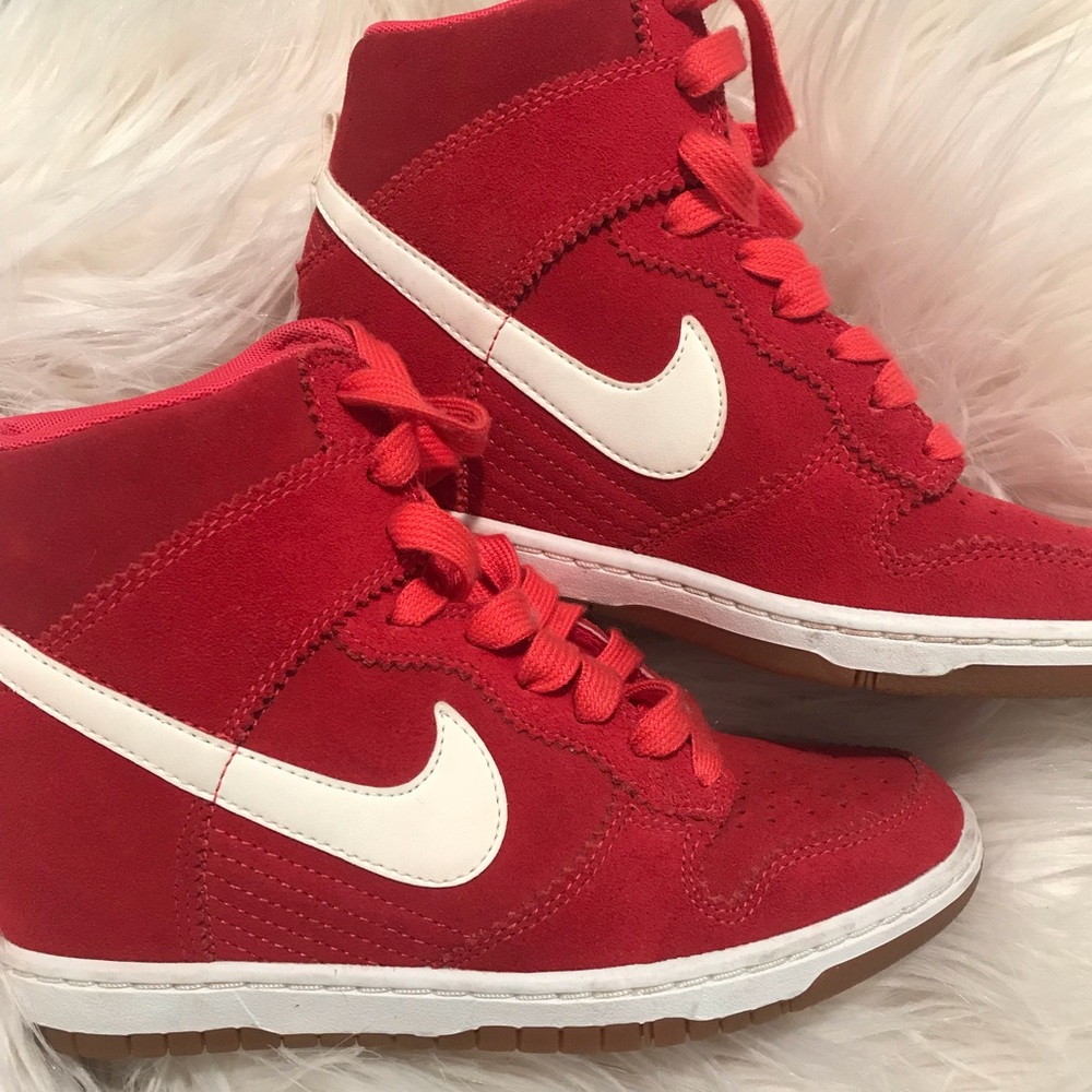 Nike Dunk Sky Highs in Red and White